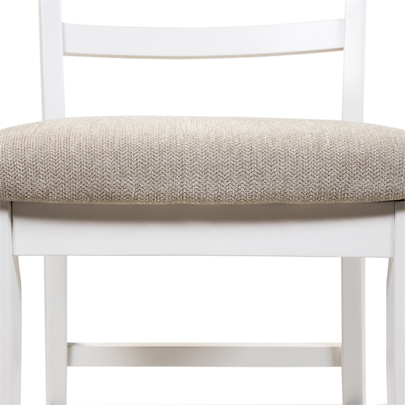 Furniture of America Mandelin Rustic Fabric Padded Pub Chair in White (Set of 2)