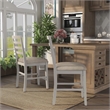 Furniture of America Mandelin Rustic Fabric Padded Pub Chair in White (Set of 2)