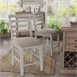 Furniture of America Mandelin Rustic Fabric Padded Pub Chair in White (Set of 2)