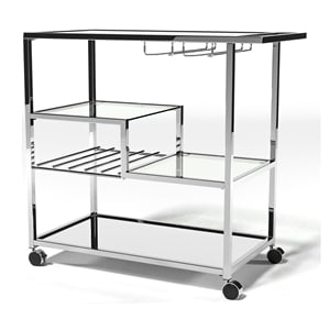 Furniture of America Kendra Contemporary Metal Bar Cart in Chrome