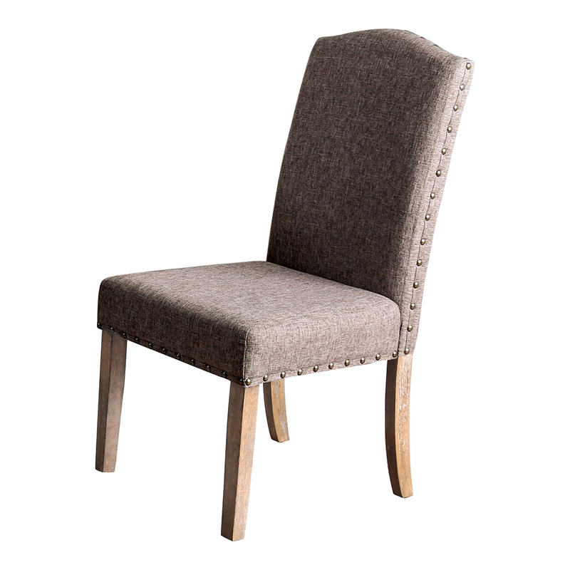 Furniture of America Diez Fabric Padded Side Chair in Natural (Set of 2)