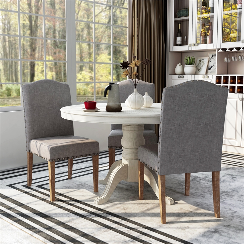 Furniture of America Diez Fabric Padded Side Chair in Natural (Set of 2)