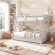 Furniture of America Tomi Wood Twin over Full Storage Bunk Bed in Brushed White