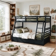 Furniture of America Tomi Wood Twin over Full Storage Bunk Bed in Black