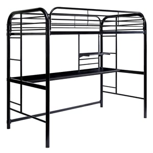 Furniture of America Kandice Metal Twin over Workstation Bunk Bed in Black