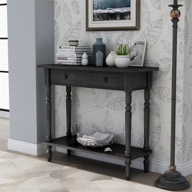 Furniture of America Humphry Transitional Wood 2-Drawer Writing Desk in Gray