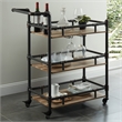 Furniture of America Byson Industrial Metal Bar Cart in Sand Black