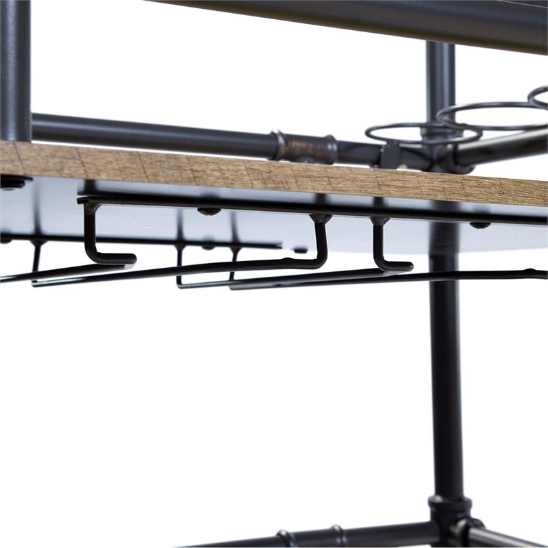 Furniture of America Byson Industrial Metal Bar Cart in Sand Black