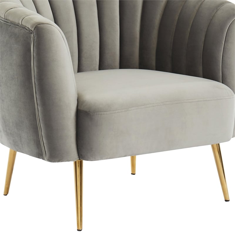 Furniture of America Darque Fabric Upholstered Accent Chair in Gray