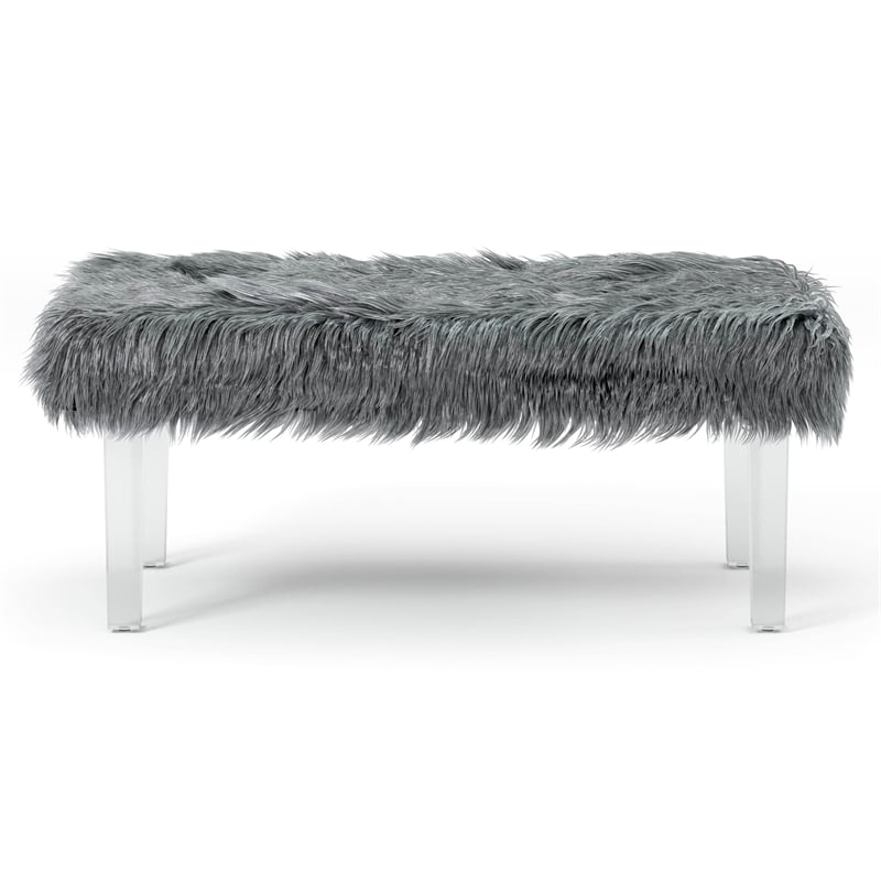 Furniture of America Raven II Contemporary Fabric Upholstered Bench in Gray