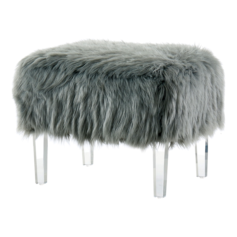Furniture of America Raven I Contemporary Fabric Upholstered Ottoman in Gray