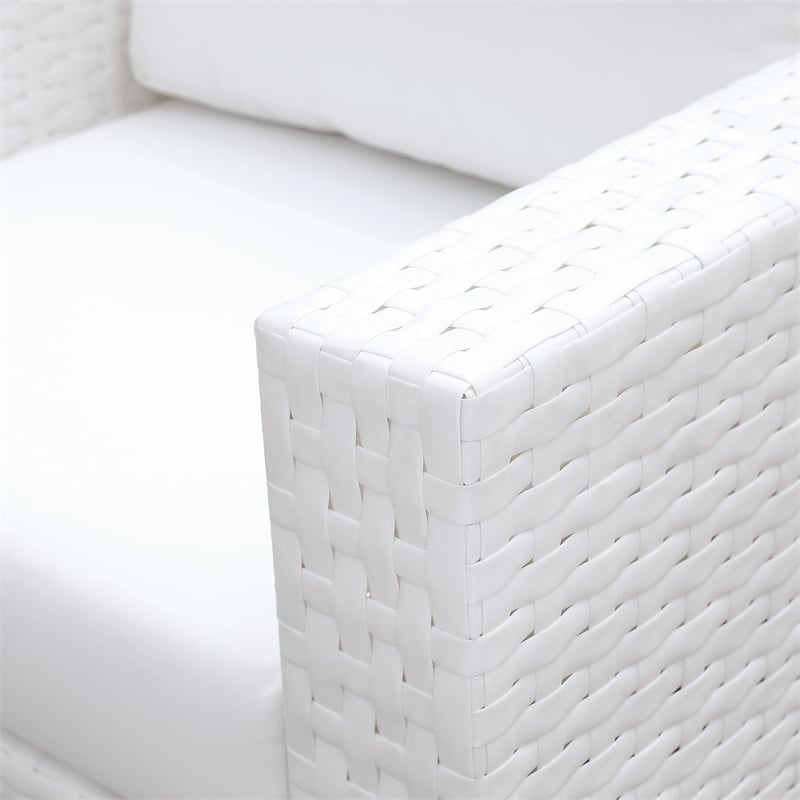 Furniture of America Arthur Contemporary Rattan Patio Corner Chair in White