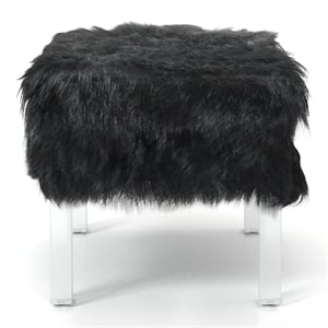 Furniture of America Raven I Contemporary Fabric Upholstered Ottoman in Black