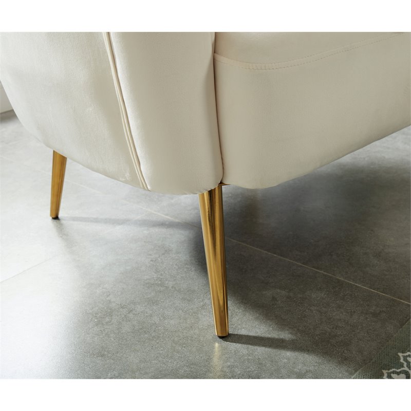 Furniture of America Darque Contemporary Fabric Upholstered Loveseat in Ivory