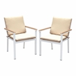 Furniture of America Tinna Aluminum Patio Arm Chair in White and Oak (Set of 2)
