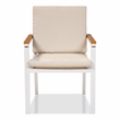 Furniture of America Tinna Aluminum Patio Arm Chair in White and Oak (Set of 2)