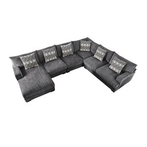 Furniture of America Turnstein Contemporary Chenille U-Shape Sectional in Gray