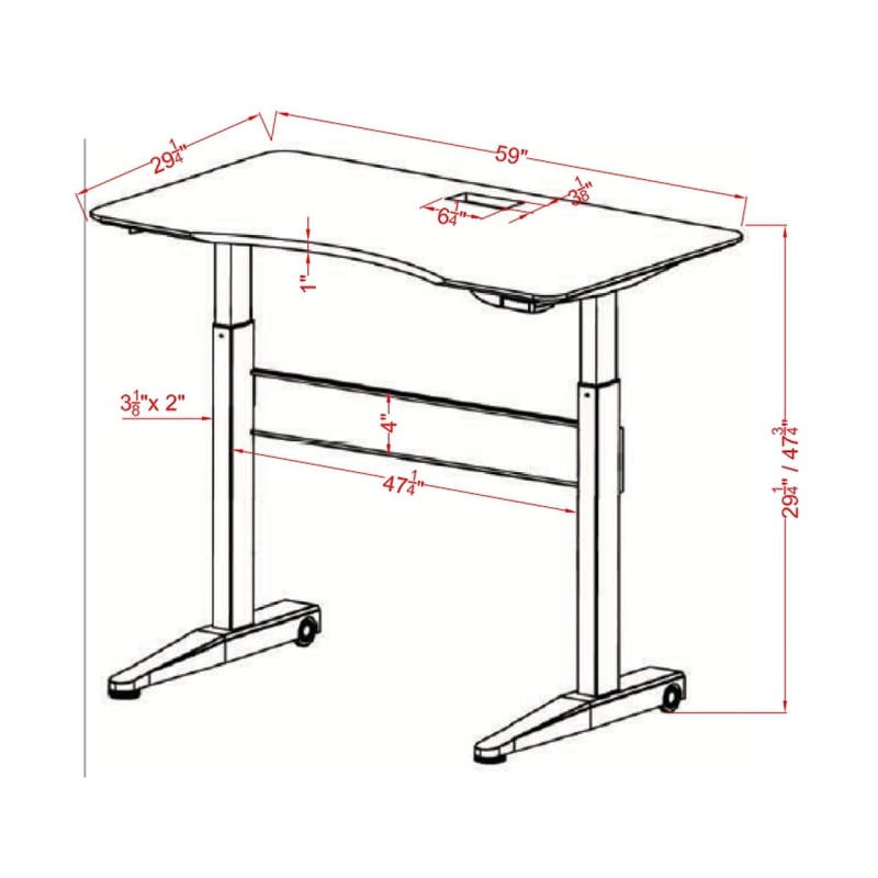 Furniture of America Glenda Metal Adjustable Long Standing Desk in Black