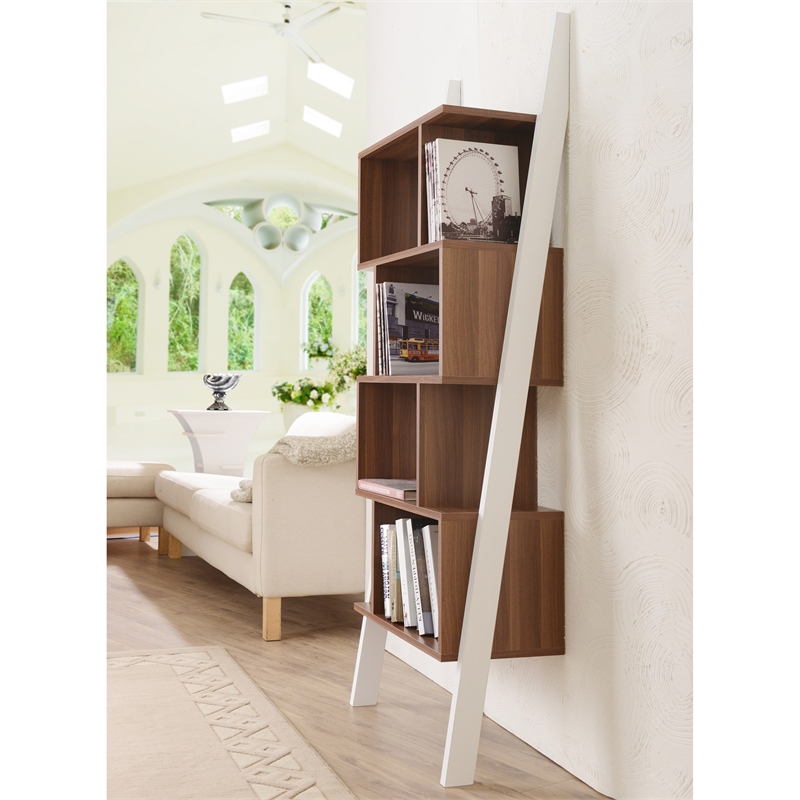 Furniture of America Lili Contemporary Wood 4-Shelf Bookcase in Light Walnut