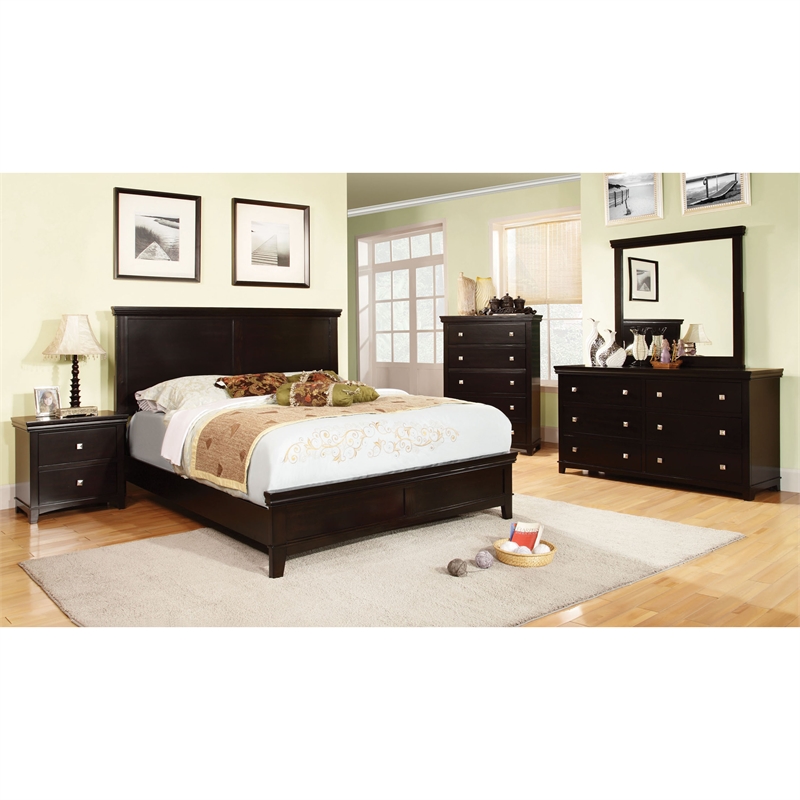 Furniture of America Brighton 2-Piece Solid Wood Dresser and Mirror in Espresso