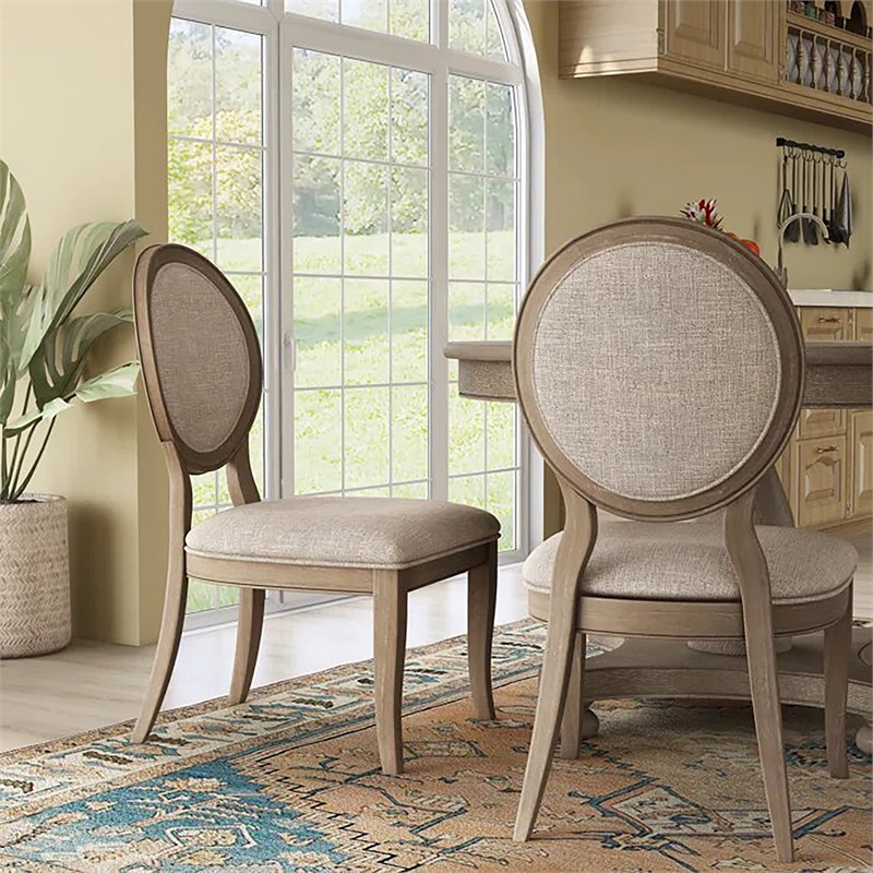 Furniture of America Chlido Fabric Padded Side Chair in Rustic Oak (Set of 2)