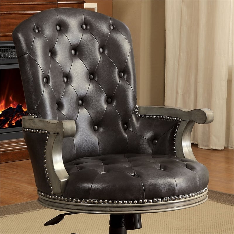 Furniture of America Bellamy Contemporary Wood Adjustable Gaming Chair in Gray