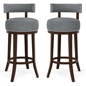 Furniture of America Kalin Fabric 29&quot Swivel Bar Stool in Light Gray (Set of 2)