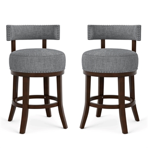 Furniture of America Kalin Fabric 24&quot Swivel Bar Stool in Light Gray (Set of 2)