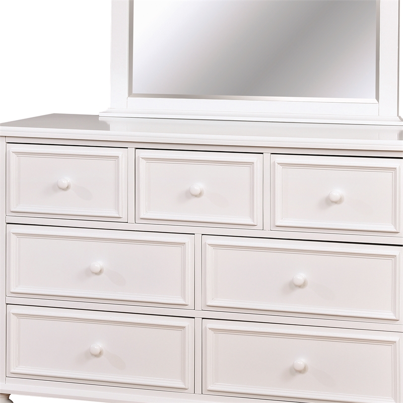 Furniture of America Noell Wood Dresser and Mirror Set in White