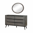 FOA Belkor 4pc Gray Wood Bedroom Set - Cal King+Nightstand+Dresser+Oval Mirror