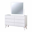FOA Belkor 4pc White Wood Bedroom Set - King+Nightstand+Dresser+Mirror