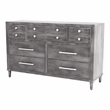 FOA Cartagena 4pc Gray Solid Wood Bedroom Set-Cal King+Nightstand+Dresser+Mirror