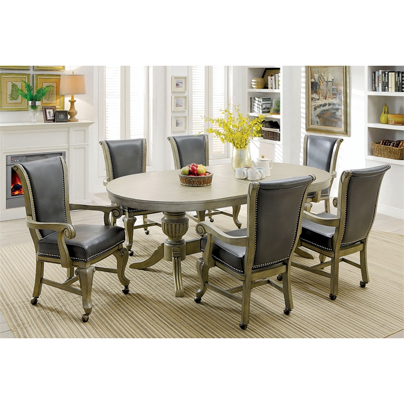 Furniture of America Enschede Solid Wood Gaming Table in Gray