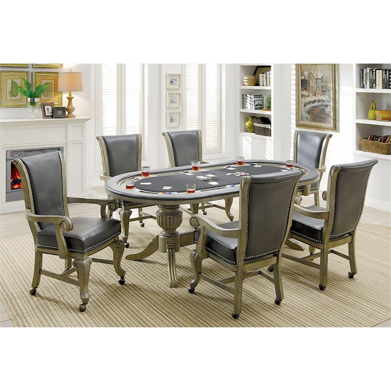 Furniture of America Enschede Solid Wood Gaming Table in Gray
