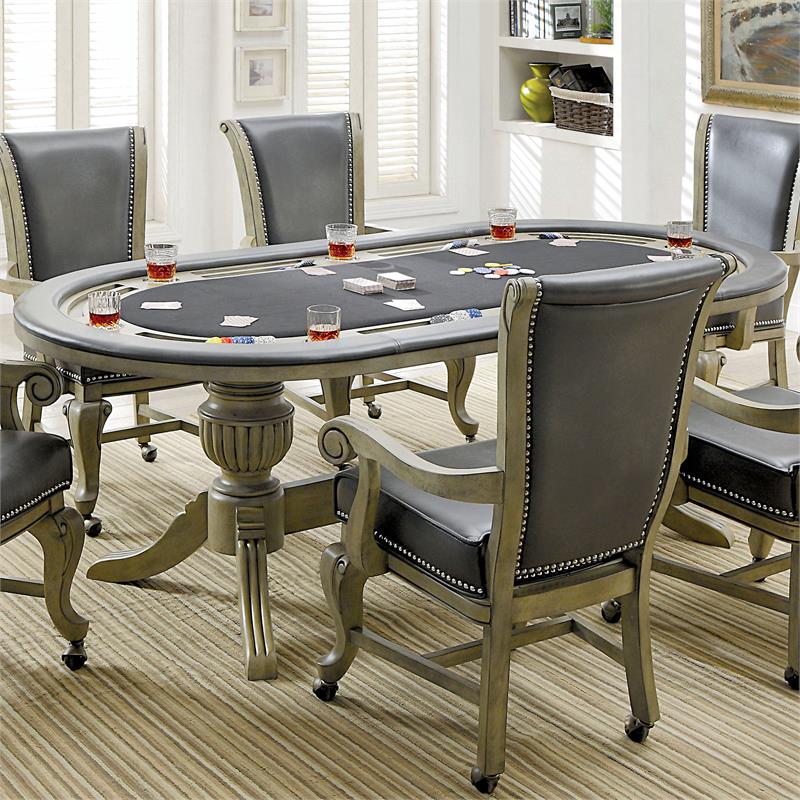 Furniture of America Enschede Solid Wood Gaming Table in Gray