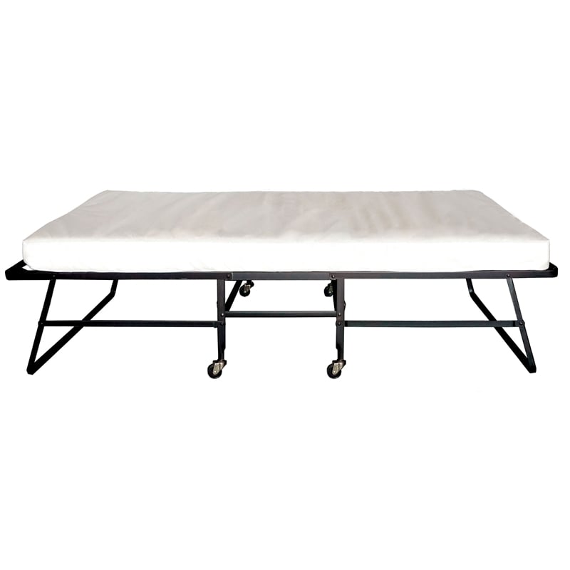 Furniture of America Gouda Black Metal 30-Inch Rollaway Bed Frame with Mattress
