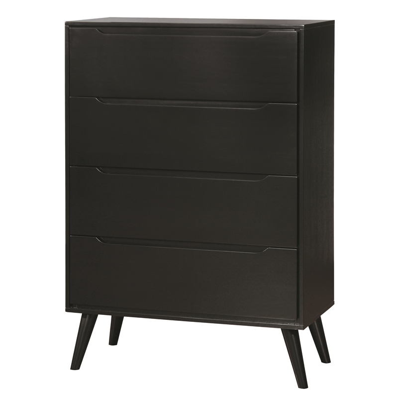 FOA Belkor 3-Piece Black Solid Wood Bedroom Set- King + Nightstand + Chest
