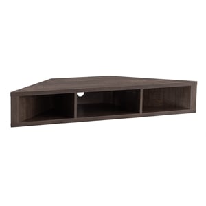 Furniture of America Astro Wood 42&quot Corner Floating TV Stand in Walnut Oak