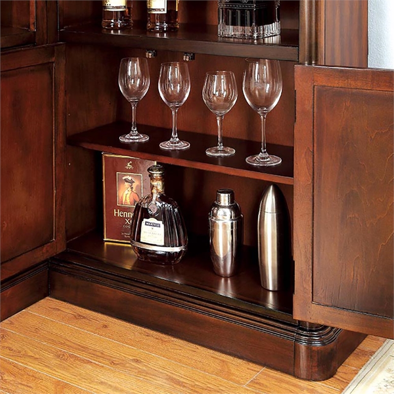 Furniture of America Myron Traditional 2-Piece Wood Home Bar Set in Cherry