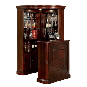 Furniture of America Myron Traditional 2-Piece Wood Home Bar Set in Cherry