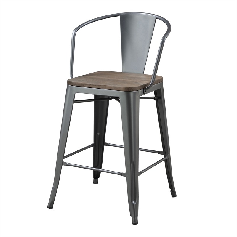 Furniture of America Mayfield Metal Counter Stool in Dark Bronze (Set of 2)