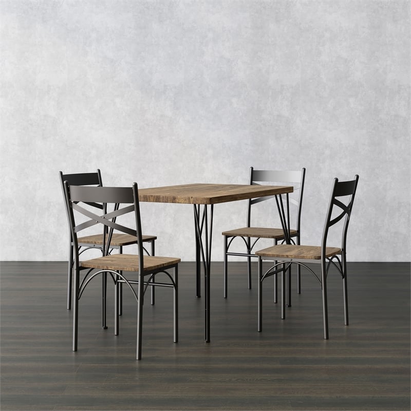 Furniture of America Kelle Transitional Metal 5-Piece Dining Set in Dark Bronze
