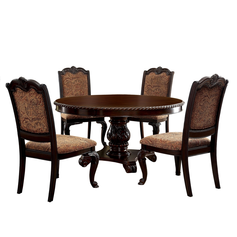 Furniture of America Ramsaran Wood 5-Piece Dining Table Set in Brown Cherry