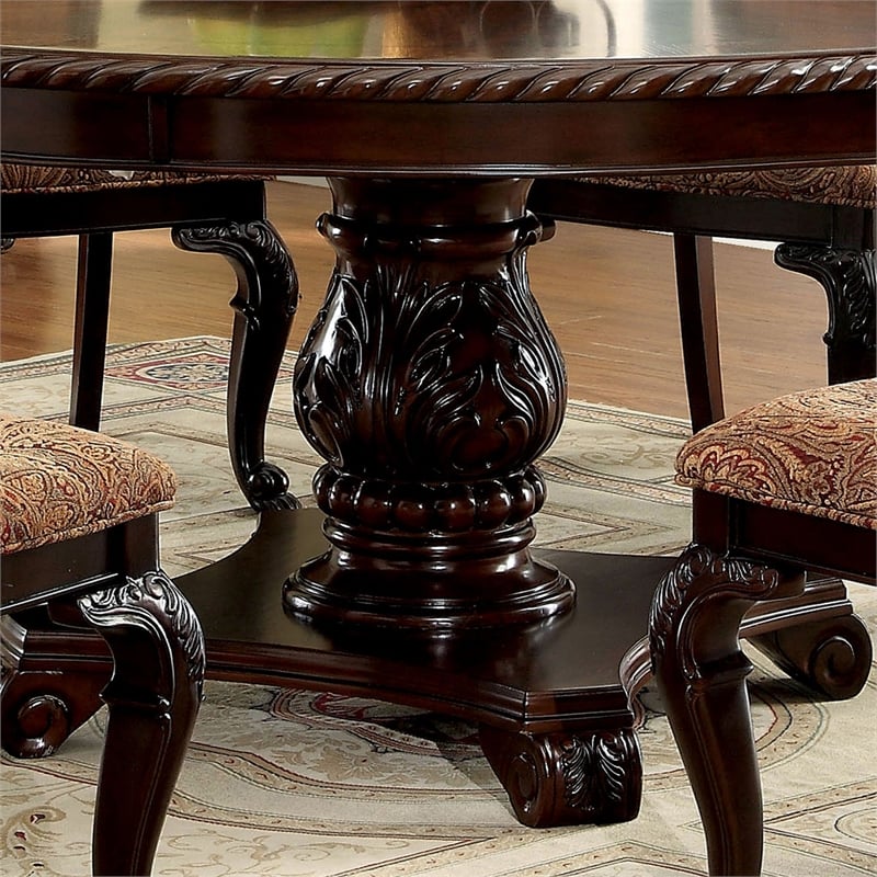 Furniture of America Ramsaran Wood 5-Piece Dining Table Set in Brown Cherry