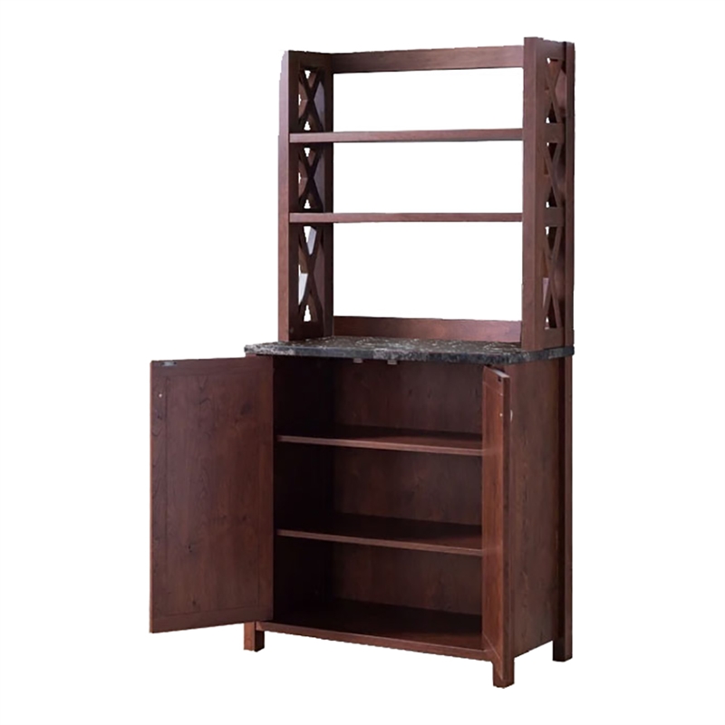 Furniture of America Schuetz Rustic Wood Multi-Storage Baker Rack in Walnut