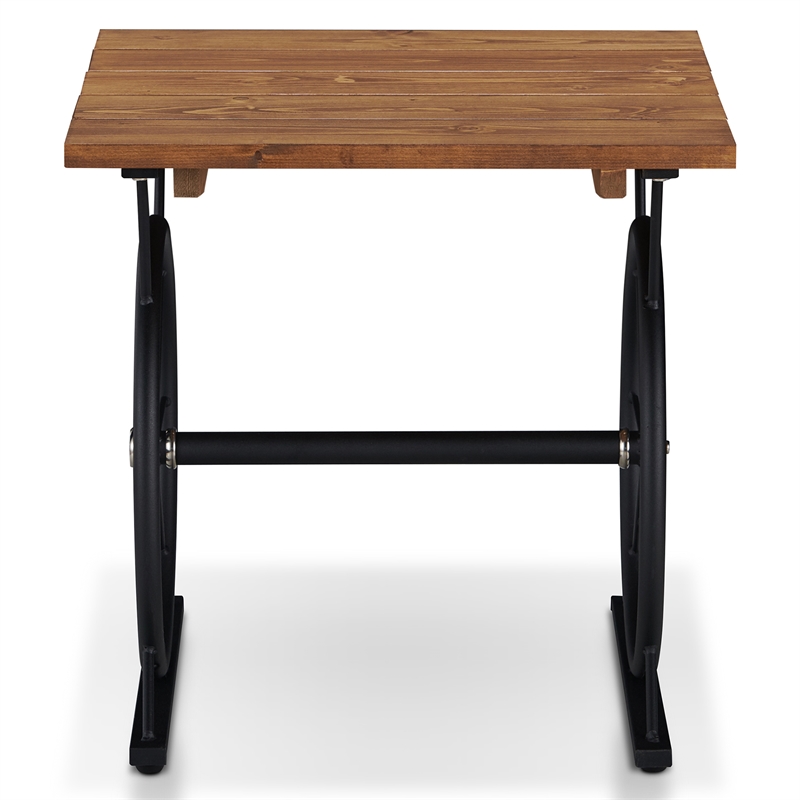 Furniture of America Davide Wood Wheel-Base End Table in Warm Oak