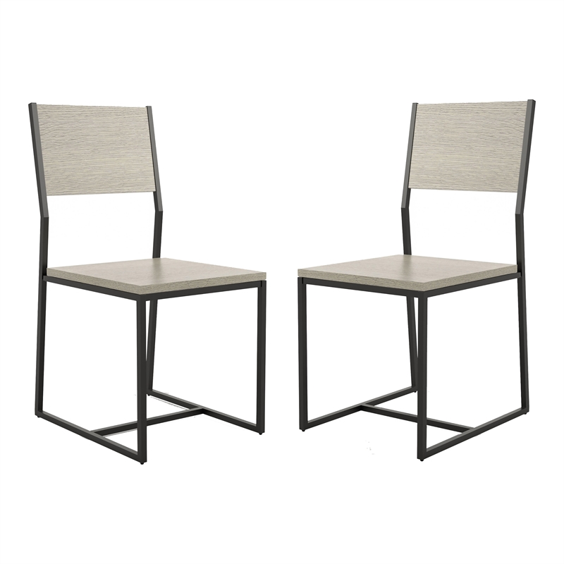 Furniture of America Pandorf Metal and Wood Dining Chairs in Gray (Set of 2)