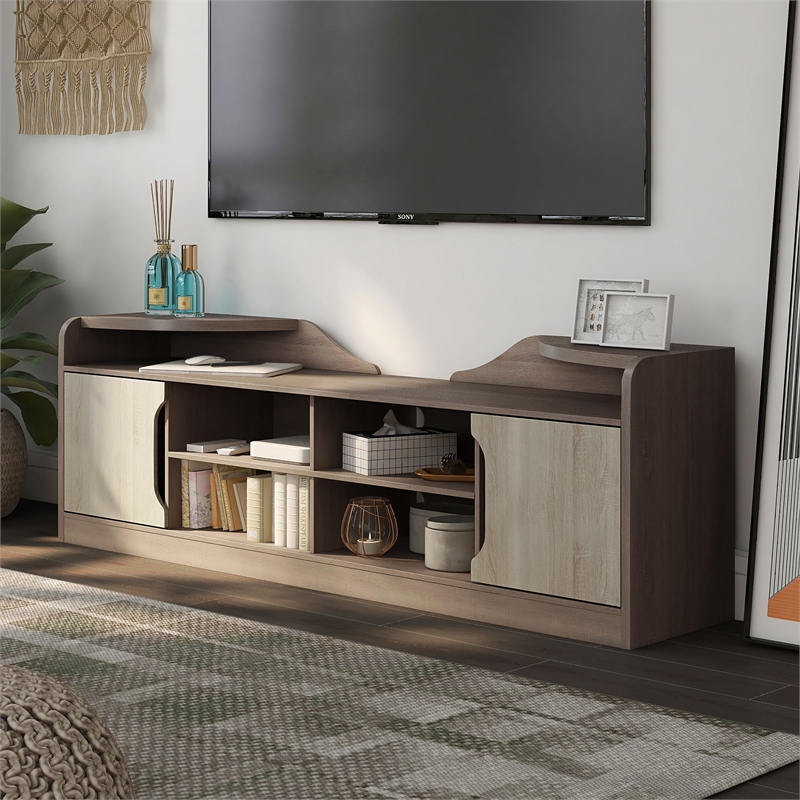 Furniture of America Bradson Rustic Wood 72-Inch TV Stand in Chestnut Brown