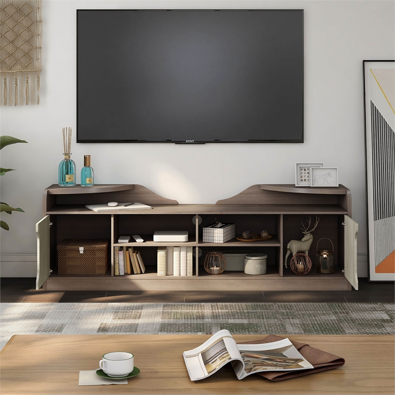 Furniture of America Bradson Rustic Wood 72-Inch TV Stand in Chestnut Brown