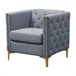 Furniture of America Lodd Contemporary Fabric Tufted Accent Chair in Light Gray